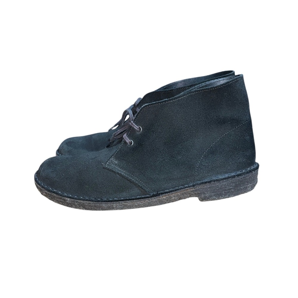 Clarks Desert Boot Mens Size 9 Black Suede Chukka Crepe Sole Mid Top Shoes